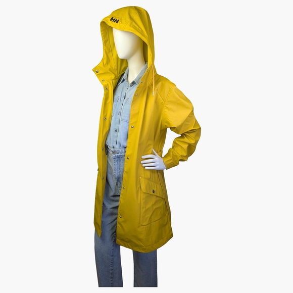 Helly Hansen Kirkwall Yellow Waterproof Hooded Rain Coat | Women’s Large - Picture 4 of 16